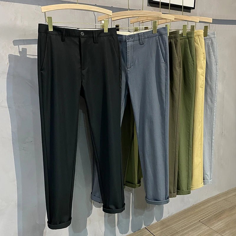 Men’s Premium Cotton Stretch Trousers – Classic Business - Casual Fashion - StepByStepNow