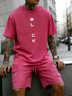 Men’s Retro Sportswear Set – Soft Cotton Letter Print T-Shirt & Casual Shorts Co - ord - StepByStepNow
