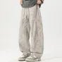 Men’s Retro Tie - Dye Workwear Pants – Elastic Waist Wide - Leg Trousers - StepByStepNow