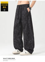 Men’s Retro Tie - Dye Workwear Pants – Elastic Waist Wide - Leg Trousers - StepByStepNow