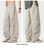 Men’s Retro Tie - Dye Workwear Pants – Elastic Waist Wide - Leg Trousers - StepByStepNow