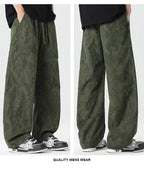 Men’s Retro Tie - Dye Workwear Pants – Elastic Waist Wide - Leg Trousers - StepByStepNow