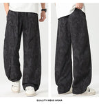 Men’s Retro Tie - Dye Workwear Pants – Elastic Waist Wide - Leg Trousers - StepByStepNow