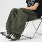 Men’s Retro Tie - Dye Workwear Pants – Elastic Waist Wide - Leg Trousers - StepByStepNow