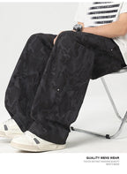 Men’s Retro Tie - Dye Workwear Pants – Elastic Waist Wide - Leg Trousers - StepByStepNow