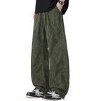 Men’s Retro Tie - Dye Workwear Pants – Elastic Waist Wide - Leg Trousers - StepByStepNow