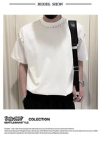 Men’s Rivet Decorated Cotton T-Shirt - Harajuku Style Business Social Tee - StepByStepNow