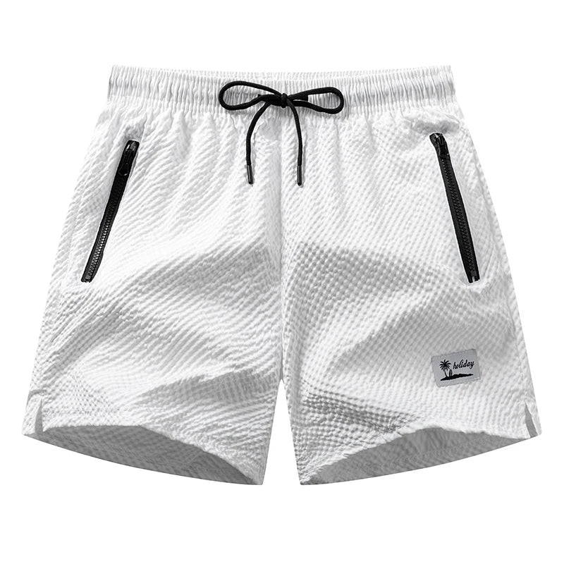 Men’s Seersucker Swim Shorts with Mesh Lining — Image 36