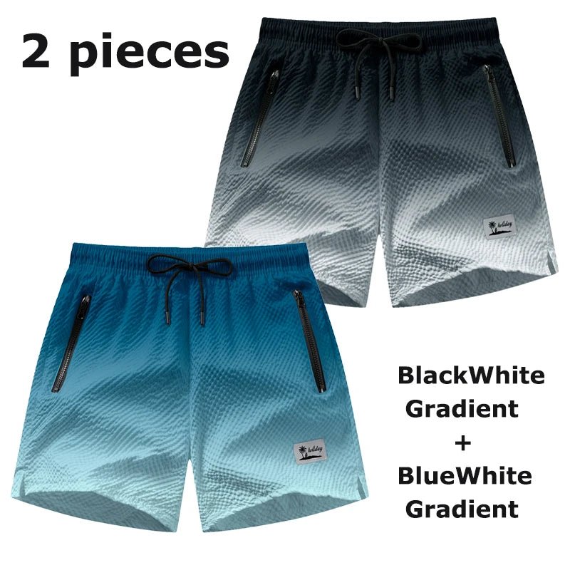 Men’s Seersucker Swim Shorts with Mesh Lining — Image 35