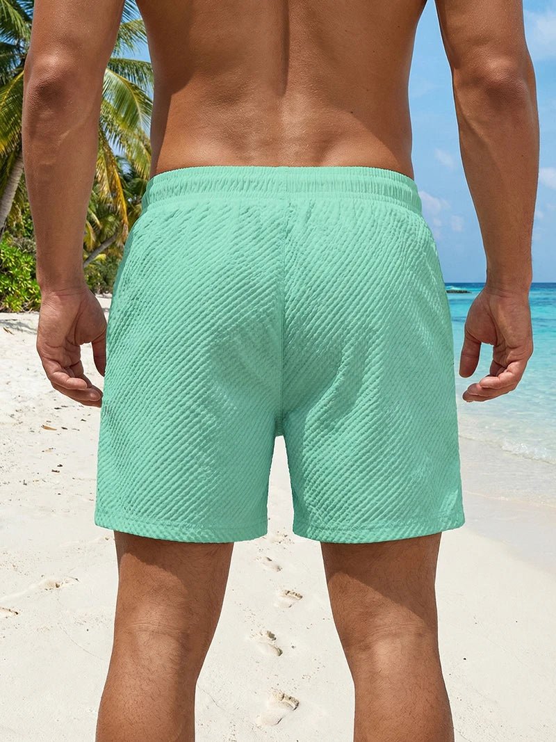 Men’s Seersucker Swim Shorts with Mesh Lining — Image 22