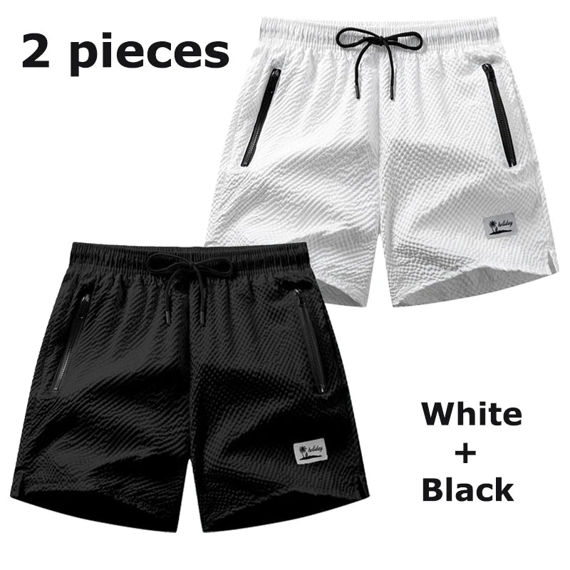 Men’s Seersucker Swim Shorts with Mesh Lining — Image 41