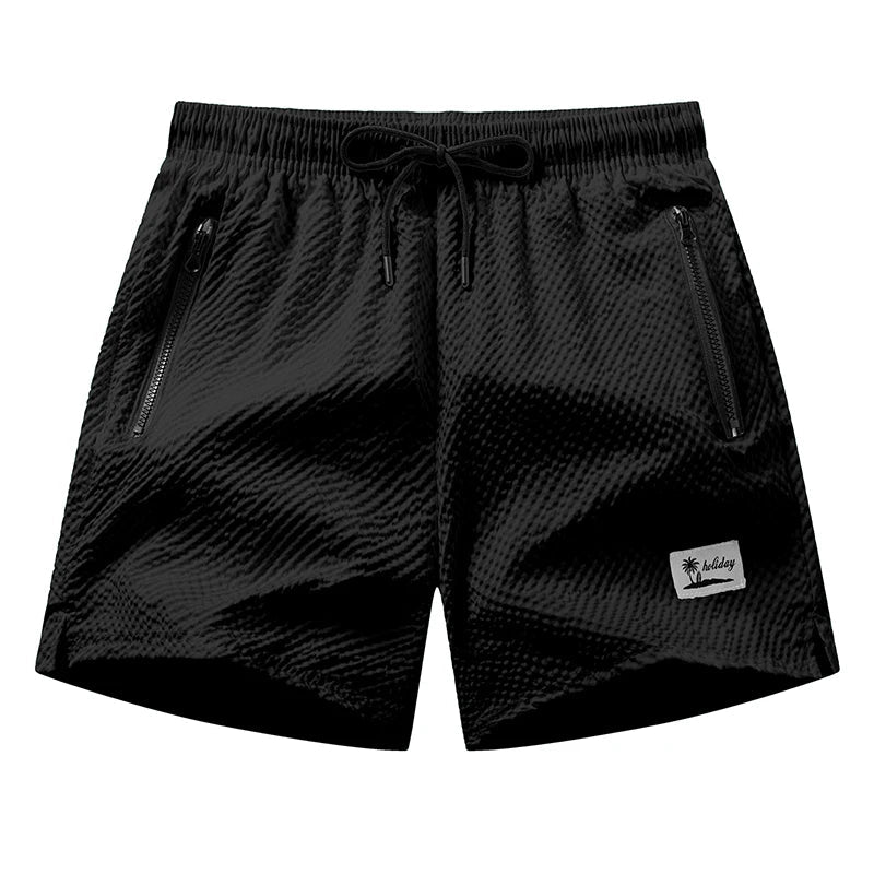 Men's Seersucker Beach Shorts with Mesh Liner Summer Casual Board Shorts with Zipper Pockets Quick Dry Swim Shorts Swim Trunks - StepByStepNow