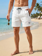 Men’s Seersucker Swim Shorts with Mesh Lining — Image 1