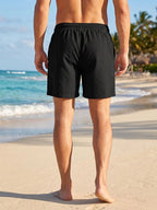 Men's Seersucker Beach Shorts with Mesh Liner Summer Casual Board Shorts with Zipper Pockets Quick Dry Swim Shorts Swim Trunks - StepByStepNow
