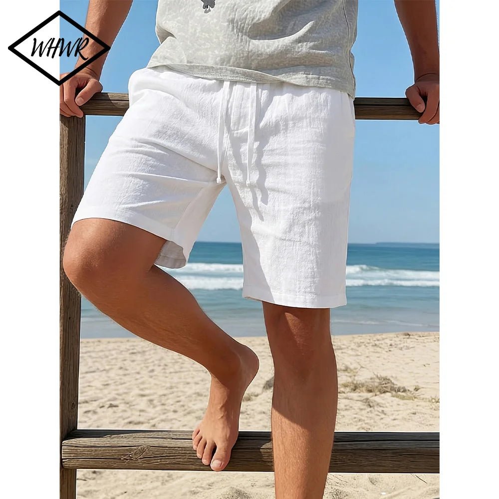 Men's Shorts Summer Lightweight Breathable Casual Beach Style Shorts Basic Solid Color Drawstring Elastic Waist Loose Shorts - StepByStepNow