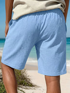Men's Shorts Summer Lightweight Breathable Casual Beach Style Shorts Basic Solid Color Drawstring Elastic Waist Loose Shorts - StepByStepNow
