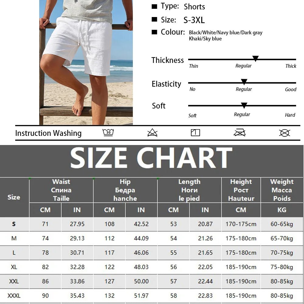 Men's Shorts Summer Lightweight Breathable Casual Beach Style Shorts Basic Solid Color Drawstring Elastic Waist Loose Shorts - StepByStepNow