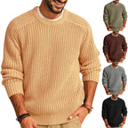 Men's Solid Color Long Sleeve Round Neck Fashion Sweater Loose Retro Sweater - StepByStepNow
