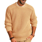 Men's Solid Color Long Sleeve Round Neck Fashion Sweater Loose Retro Sweater - StepByStepNow