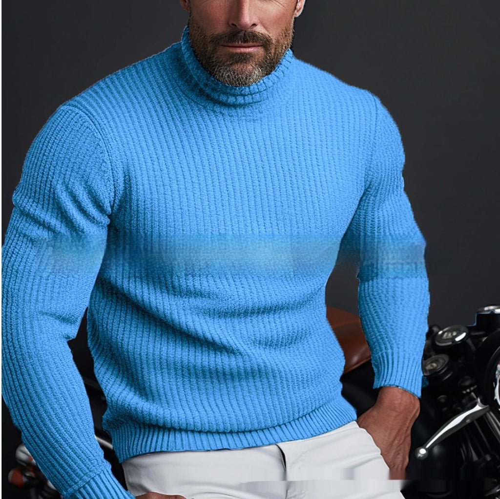 Men's Solid Color Long Sleeve Turtleneck Sweater - StepByStepNow
