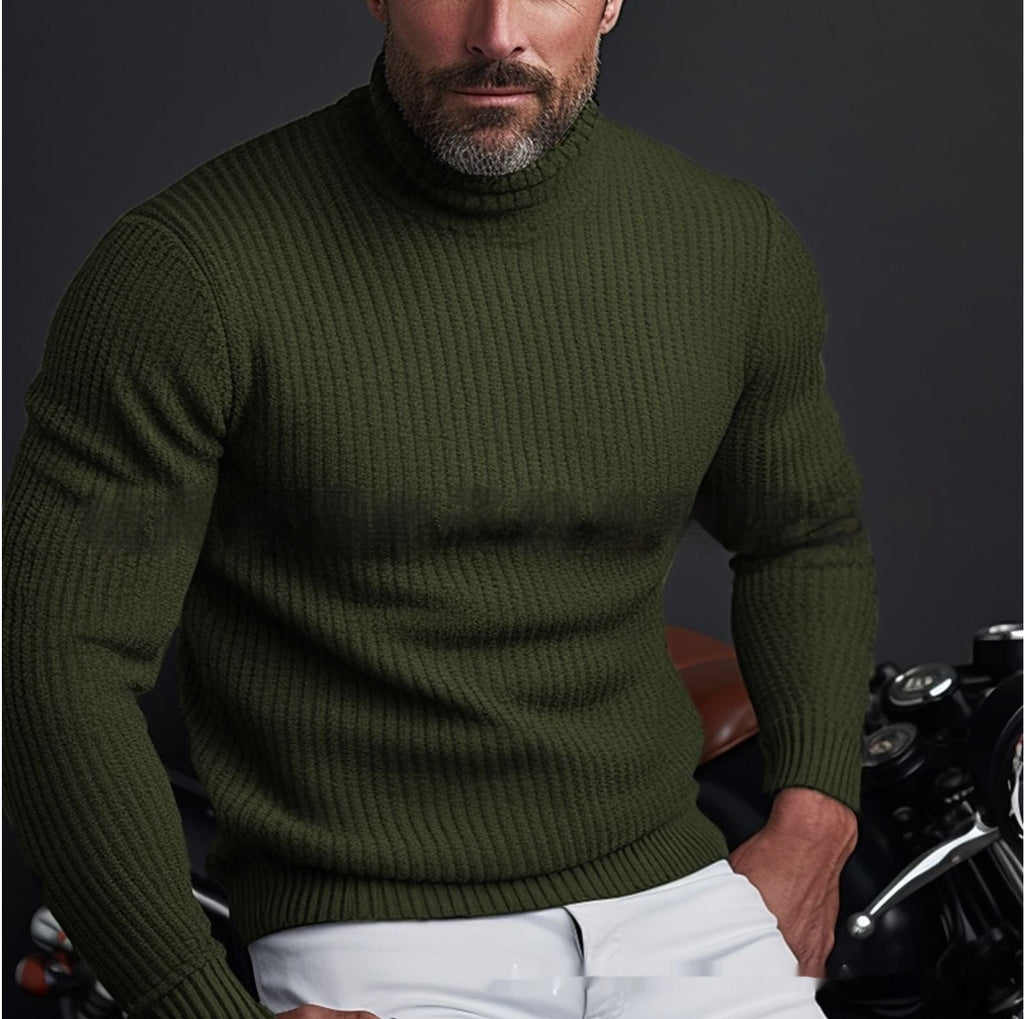 Men's Solid Color Long Sleeve Turtleneck Sweater - StepByStepNow
