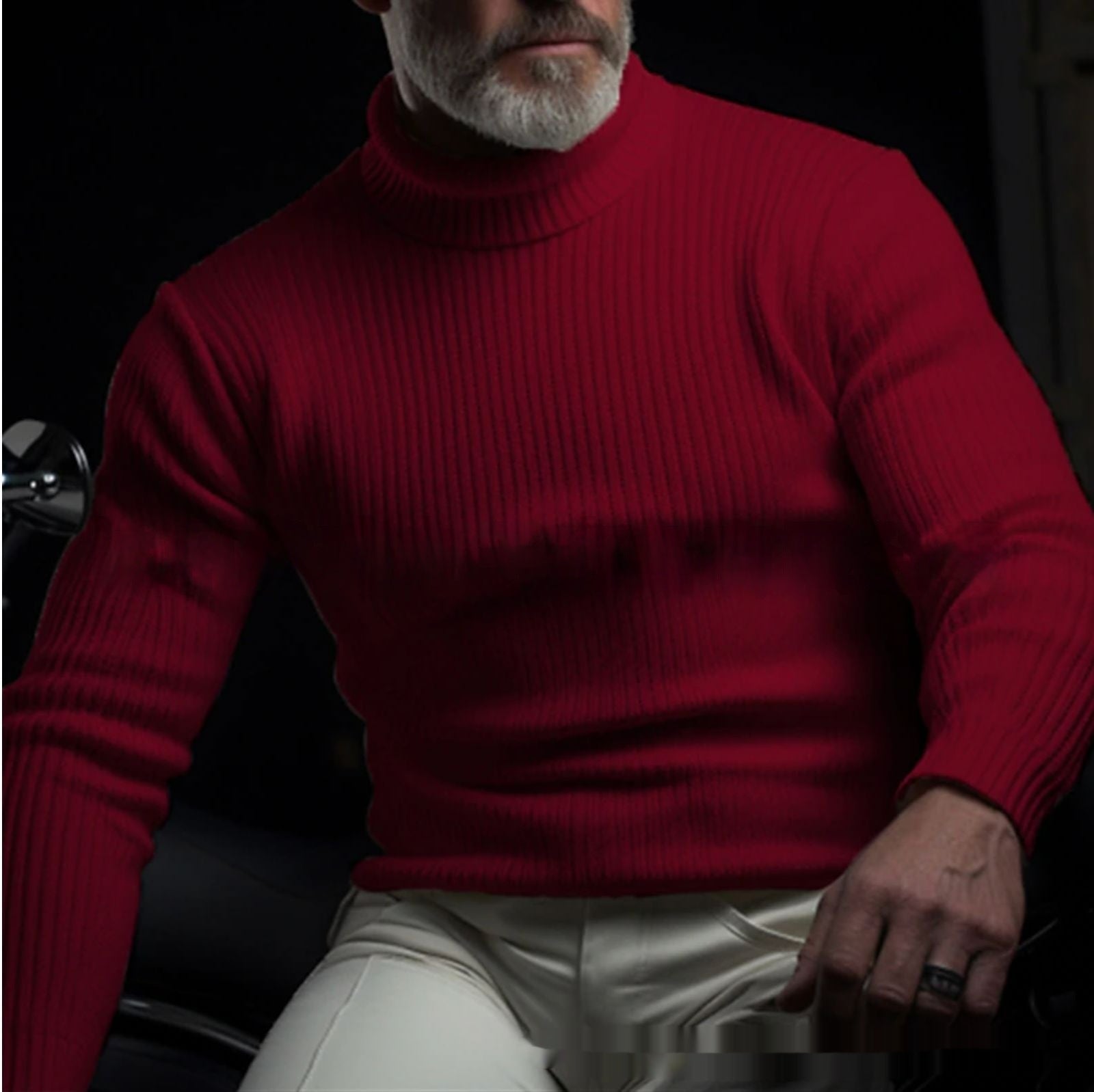 Men's Solid Color Long Sleeve Turtleneck Sweater - StepByStepNow