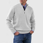 Men's Stand Collar Zipper Sweater Winter Fashion Solid Color Long Sleeve Knitted Top Clothing - StepByStepNow