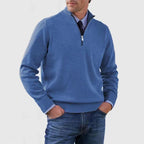 Men's Stand Collar Zipper Sweater Winter Fashion Solid Color Long Sleeve Knitted Top Clothing - StepByStepNow