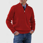 Men's Stand Collar Zipper Sweater Winter Fashion Solid Color Long Sleeve Knitted Top Clothing - StepByStepNow