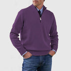Men's Stand Collar Zipper Sweater Winter Fashion Solid Color Long Sleeve Knitted Top Clothing - StepByStepNow