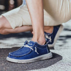 Men's stylish denim slip on loafers - breathable comfort for all day wear ，Lightweight design, no tie, easy to wear and take off - StepByStepNow