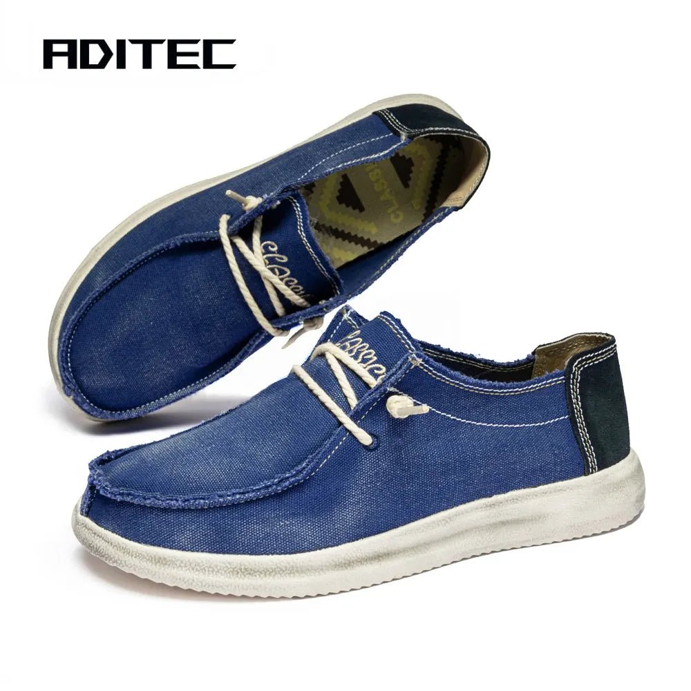 Men's stylish denim slip on loafers - breathable comfort for all day wear ，Lightweight design, no tie, easy to wear and take off - StepByStepNow