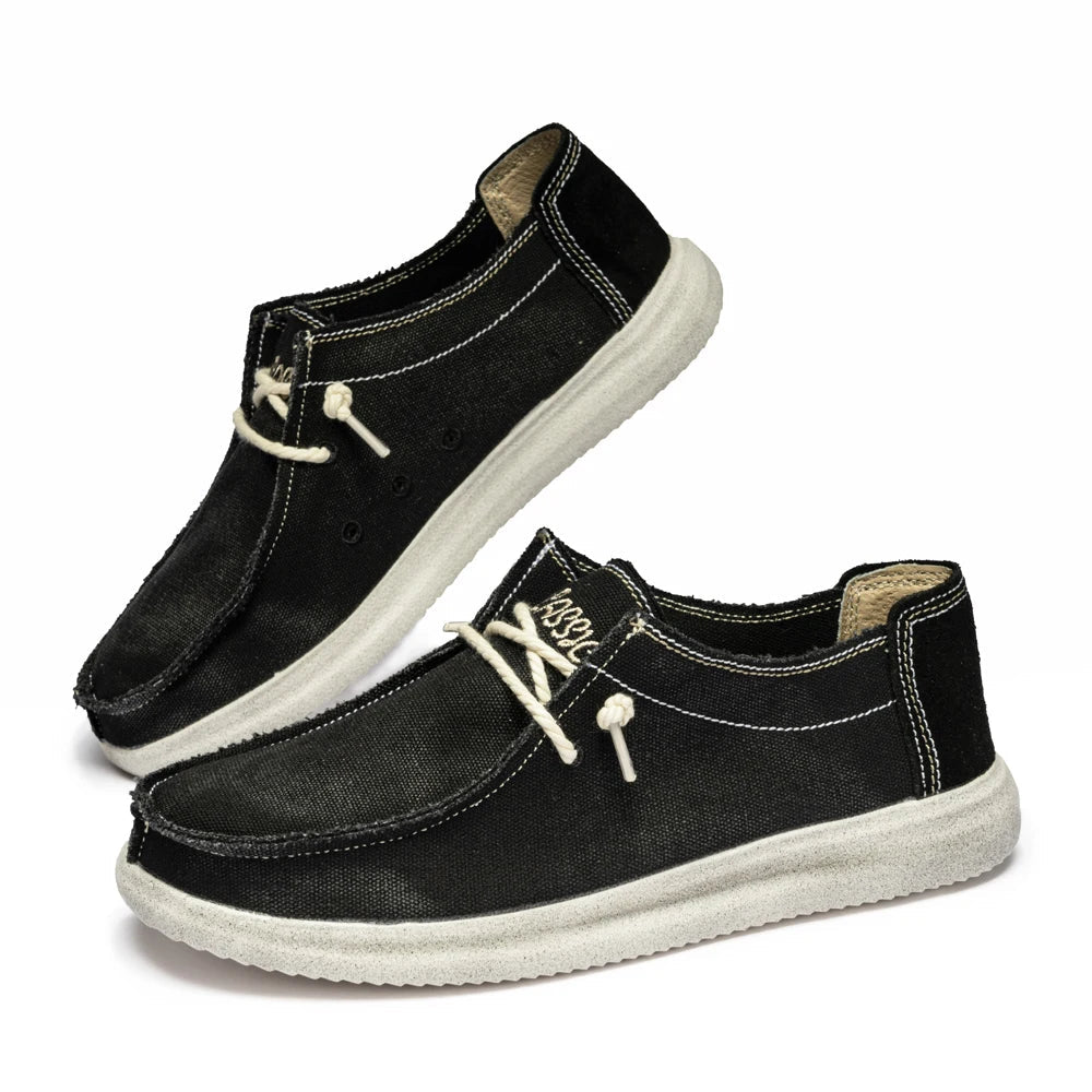 Men's stylish denim slip on loafers - breathable comfort for all day wear ，Lightweight design, no tie, easy to wear and take off - StepByStepNow
