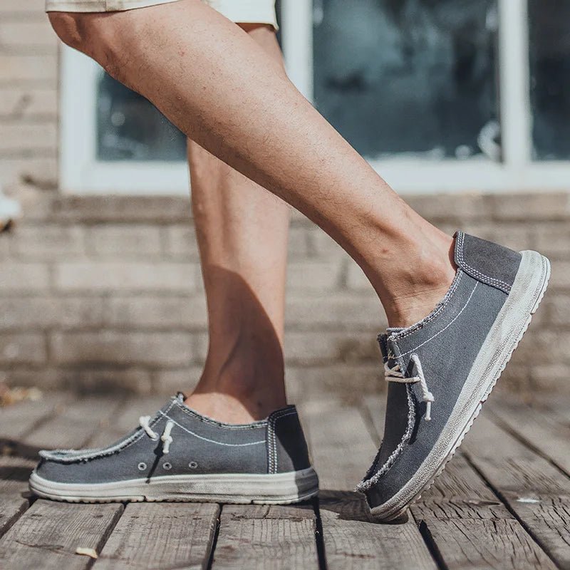 Men's stylish denim slip on loafers - breathable comfort for all day wear ，Lightweight design, no tie, easy to wear and take off - StepByStepNow
