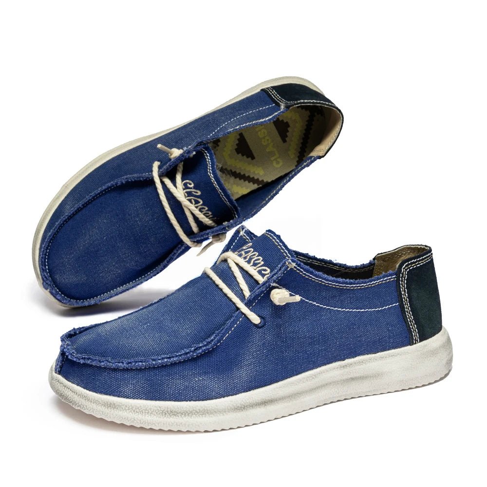 Men's stylish denim slip on loafers - breathable comfort for all day wear ，Lightweight design, no tie, easy to wear and take off - StepByStepNow