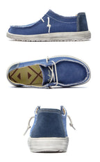 Men's stylish denim slip on loafers - breathable comfort for all day wear ，Lightweight design, no tie, easy to wear and take off - StepByStepNow