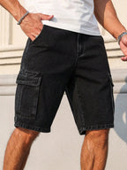 Men's summer denim black shorts. Workwear style. For daily leisure. Creating a trendy street - style look. - StepByStepNow