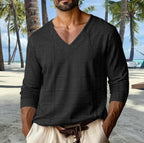 Men's V - Neck Casual Sporty T-Shirt - Drop Shoulder Long Sleeve Everyday Top | StepbyStepNow - StepByStepNow