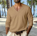 Men's V - Neck Casual Sporty T-Shirt - Drop Shoulder Long Sleeve Everyday Top | StepbyStepNow - StepByStepNow