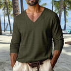 Men's V - Neck Casual Sporty T-Shirt - Drop Shoulder Long Sleeve Everyday Top | StepbyStepNow - StepByStepNow