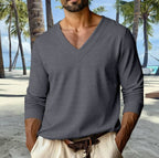Men's V - Neck Casual Sporty T-Shirt - Drop Shoulder Long Sleeve Everyday Top | StepbyStepNow - StepByStepNow