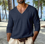 Men's V - Neck Casual Sporty T-Shirt - Drop Shoulder Long Sleeve Everyday Top | StepbyStepNow - StepByStepNow