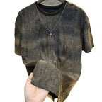 Men's Vintage Tie - Dye Ripped Sequin T-Shirt - Black & Bold - StepByStepNow