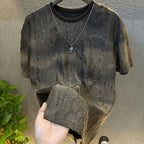 Men's Vintage Tie - Dye Ripped Sequin T-Shirt - Black & Bold - StepByStepNow