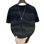 Men's Vintage Tie - Dye Ripped Sequin T-Shirt - Black & Bold - StepByStepNow