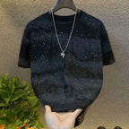 Men's Vintage Tie - Dye Ripped Sequin T-Shirt - Black & Bold - StepByStepNow