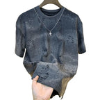 Men's Vintage Tie - Dye Ripped Sequin T-Shirt - Black & Bold - StepByStepNow