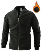 Men's Waffle Textured Thermal Bomber Jacket – Fleece Lined Full Zip Coat with Sleeve Pocket, Casual Winter Streetwear & Daily - StepByStepNow