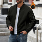 Men's Waffle Textured Thermal Bomber Jacket – Fleece Lined Full Zip Coat with Sleeve Pocket, Casual Winter Streetwear & Daily - StepByStepNow