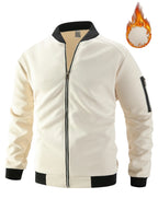 Men's Waffle Textured Thermal Bomber Jacket – Fleece Lined Full Zip Coat with Sleeve Pocket, Casual Winter Streetwear & Daily - StepByStepNow